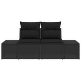 Garden Sofa with Cushion Black 123 x 62 x 69cm Poly Rattan 42006801