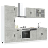 ZNTS 8 Piece Kitchen Cabinet Set Kalmar Concrete Grey Engineered Wood 3314795