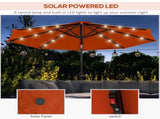 2.7m Outdoor Patio Garden Umbrella Parasol with Tilt Crank and 24 LEDs Lights, Orange T3398P318740