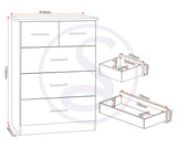 ZNTS Nevada 3+2 Drawer Chest 100-102-106