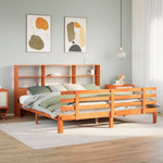 ZNTS Bookcase Bed without Mattress Wax Brown 180x200 cm Super King Solid Wood Pine 3322778