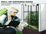 Raised Garden Bed with Trellis, Plastic Planter Box with PE Cover, Drainage Holes, Drain Plugs and T3398P313637