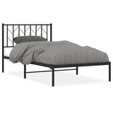 Metal Bed Frame without Mattress with Headboard Black 100x200cm 374432