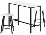 Three-Piece Marble-Effect Bar Table Set - White/Black T3398P329533
