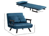 4-in-1 Velvet-Feel Single Chair Bed, with Pillow - Navy Blue T3398P343627