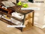 Industrial-Style TV Stand, with 35&deg Swivel Bracket - Dark Brown T3398P377885