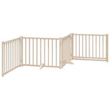 Dog Gate with Door Foldable 4 Panels 320 cm Solid Wood Fir 352273
