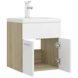 Sink Cabinet with Built-in Basin White and Sonoma Oak Engineered Wood 3071266