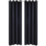2 pcs Black Blackout Curtains with Metal Rings 135 x 245 cm 130369