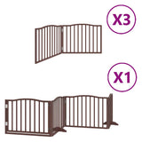 Dog Gate with Door Foldable 10 Panels Brown 800 cm Poplar Wood 3155635
