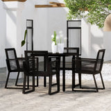 Dining Set Black PVC rattan, powder-coated steel, glass Standard 3099150