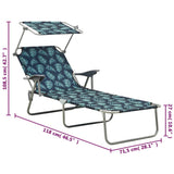 Outdoor Sunbed Leaf print Steel frame One size Foldable 310338
