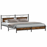 Metal Bed Frame without Mattress Smoked Oak 193x201 cm 3325107