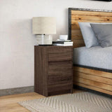 Bedside Cabinet with LED Lights Brown Oak Engineered Wood 852018