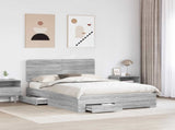Bed Frame with Drawer Grey Sonoma 150 x 200 cm Engineered Wood 3412772