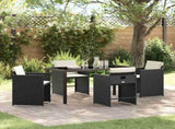 Garden Dining Set 5 pcs Black Poly Rattan 3380686