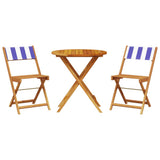 3 Piece Bistro Set Blue and White Fabric and Solid Wood 3281849