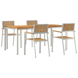 Outdoor Dining Set 5 pcs Solid Teak Wood and Stainless Steel 3334801