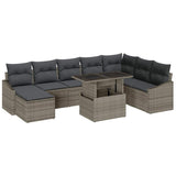 Sofa Set with Cushion with Storage 9 pcs Grey Poly Rattan 3349055