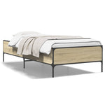 ZNTS Bed Frame Sonoma Oak 90x190 cm Single Engineered Wood and Metal 844987