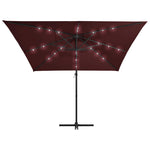 ZNTS Cantilever Garden Parasol with LED lights Bordeaux Red 250x250 cm 312310