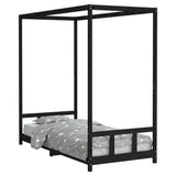Kids Bed Frame Black 90x200 cm Solid Wood Pine 834524