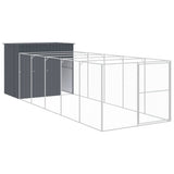 Dog House with Run Anthracite 214x661x181 cm Galvanised Steel 3189121