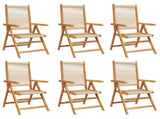 Reclining Garden Chairs 6 pcs Beige Solid Wood Acacia 3214536