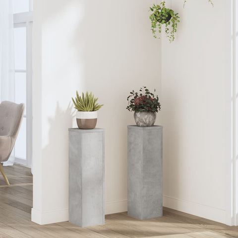 ZNTS Plant Stand 2pcs Concrete Grey 17x17x60 cm Engineered Wood 852936