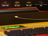 Gaming Desk with LED Lights Power Outlets, 100 x 60cm Z Shaped Computer Desk with Monitor Stand T3398P344330