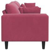 Sofa with Cushion Wine Red 250 x 77 x 76 cm Velvet 3335157