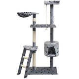 Cat Tree with Sisal Scratching Posts 150 cm Paw Prints Grey 170486