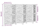 Room Divider 6 Panels Black Solid Wood Paulownia 358761