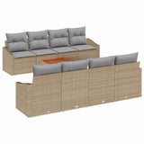 Garden Sofa Set with Cushion 9 pcs Beige Poly Rattan 3347805