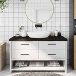 Bathroom Countertop Dark Brown 140x60x cm Treated Solid Wood 3156248