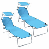 Sun Lounger Folding 2 pcs Bright Blue 58 x 188 x 77cm Polyester 42003065
