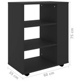 Rolling Cabinet Black 60x35x75 cm Engineered Wood 808450