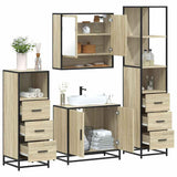 4 Piece Bathroom Furniture Set Sonoma Oak Engineered Wood 3301276