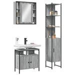 ZNTS 3 Piece Bathroom Cabinet Set Grey Sonoma Engineered Wood 3214738