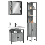 ZNTS 3 Piece Bathroom Cabinet Set Grey Sonoma Engineered Wood 3214738