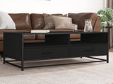 Coffee Table Black 100x50x45 cm Engineered Wood and Metal 848784