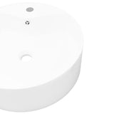 ZNTS Ceramic Bathroom Sink Basin Faucet/Overflow Hole White Round 141938
