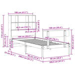 ZNTS Bookcase Bed without Mattress 100x200 cm Solid Wood Pine 3321804