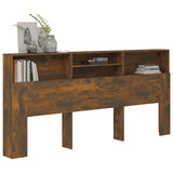 Headboard Cabinet Smoked Oak 220x19x103.5 cm 817261
