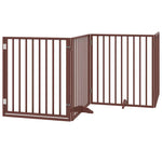 Dog Gate with Door Foldable 12 Panels Brown 960 cm Poplar Wood 3155584