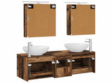 Bathroom Furniture Set 5 pcs Old Wood Engineered Wood and Glass 3406965