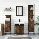 4 Piece Bathroom Furniture Set Smoked Oak Engineered Wood 3214832