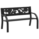 Garden Bench Black Steel Children's size Decorative Inlays 317773