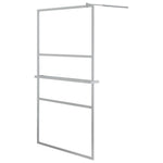 ZNTS Walk-in Shower Wall with Shelf Chrome 115x195 cm ESG Glass&Aluminium 3185505