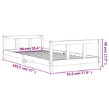 Kids Bed Frame White 90x190 cm Solid Wood Pine 834433